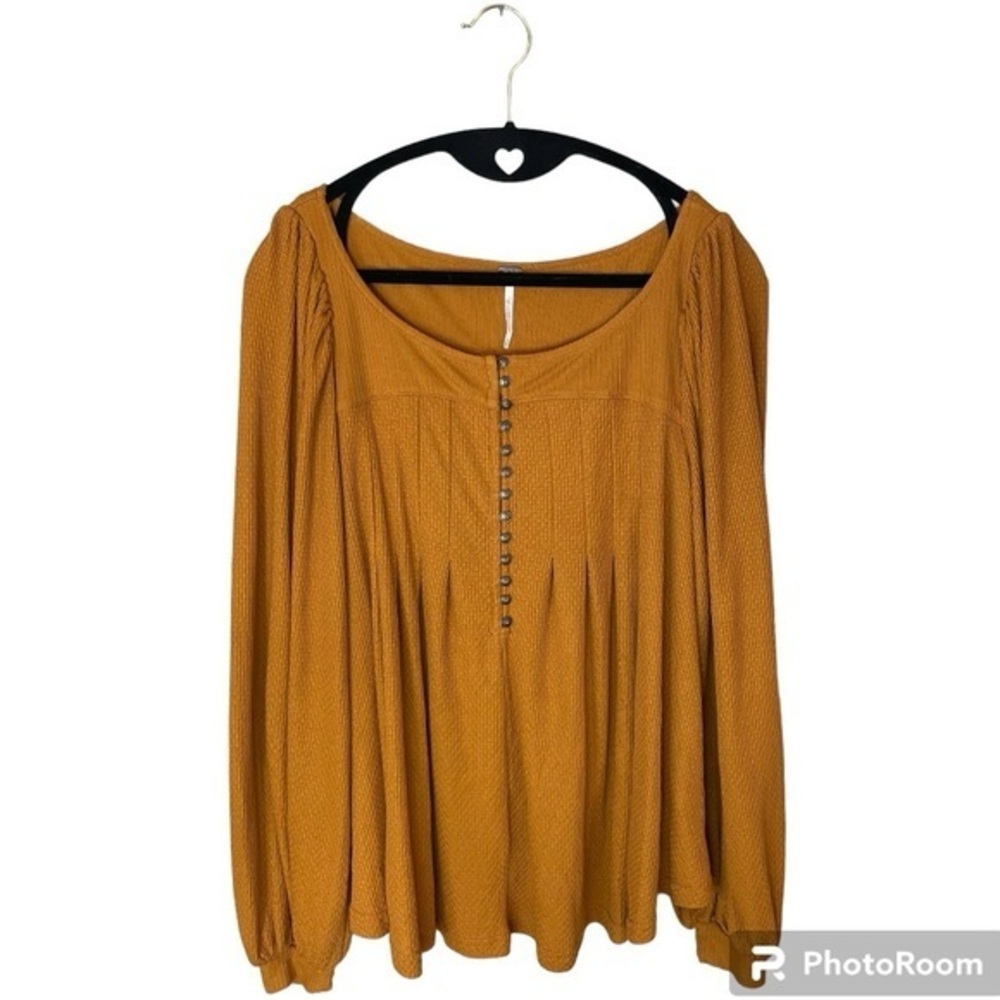 Free People Devin Henley‎ Autumn Pearl Oversized Long Sleeve Boho Blouse Size XS - Picture 4 of 11